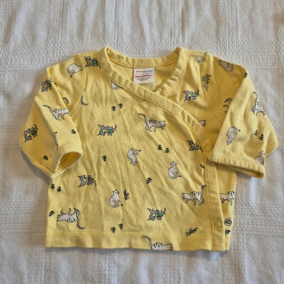 Hanna Andersson girls size 50 or 0-3 months kimono jacket cat & mouse VGUC - Picture 1 of 6